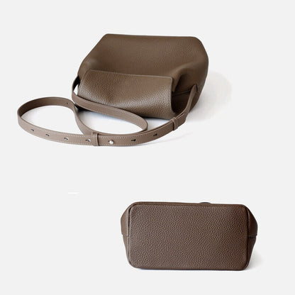 Real Leather Flap Bucket Shoulder Bag Purse Fashion Handbag Crossbody Work Bag