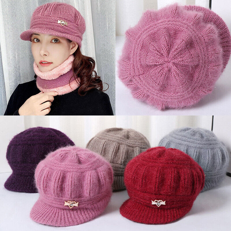 Women Winter Beanie Hats Short Brim Peaked Cap Mother Hats Pumpkin Hat Warm Soft