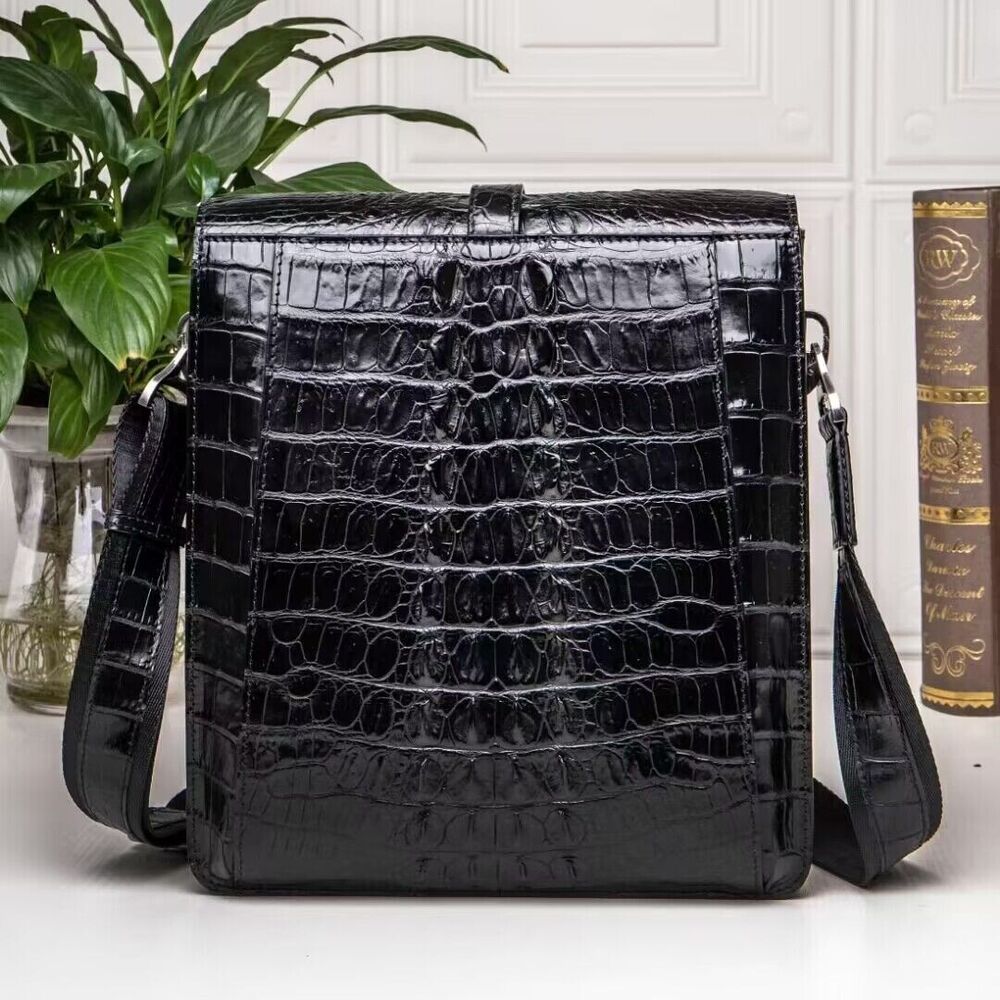 Handcrafted Original Crocodile Skin Leather Men Business Shoulder Messenger Bag