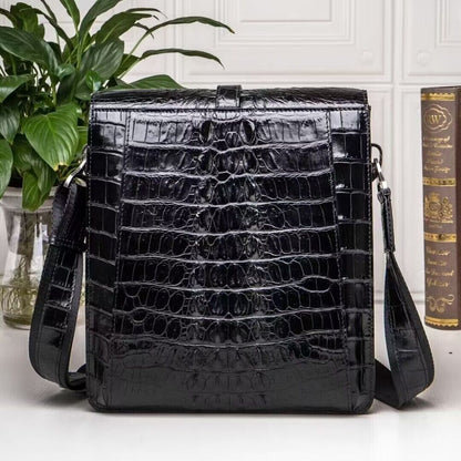 Handcrafted Original Crocodile Skin Leather Men Business Shoulder Messenger Bag