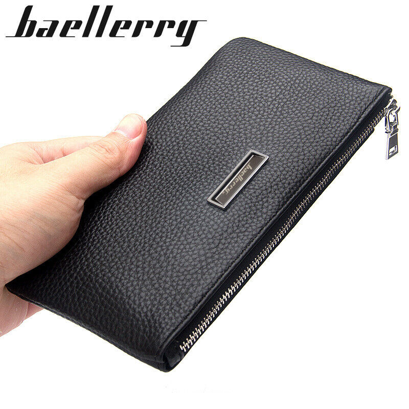 Baellerry Real Cow Leather Men's Long Zipper Wallet Clutch Bag Card/Phone Holder