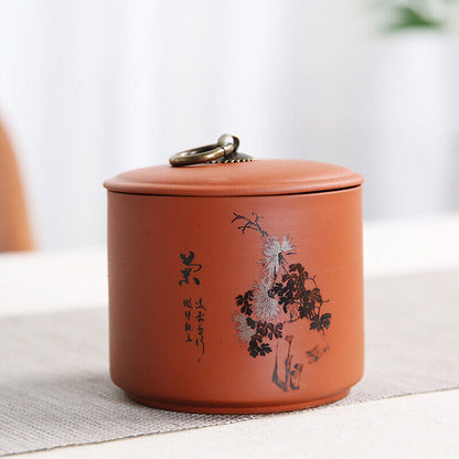 1pc Purple Clay Tea Jar Travel Tea Bag Storage Box Portable Sealed Tea Caddy