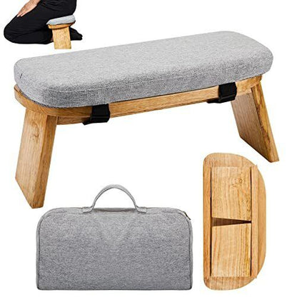 Meditation Bench with Carrying Bag, Kneeling Stool Portable Grey