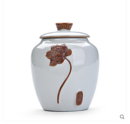 Exquisite Chinese Ceramic Tea Caddy Tea Canister Pot Sugar Coffee Bean Tea Jar