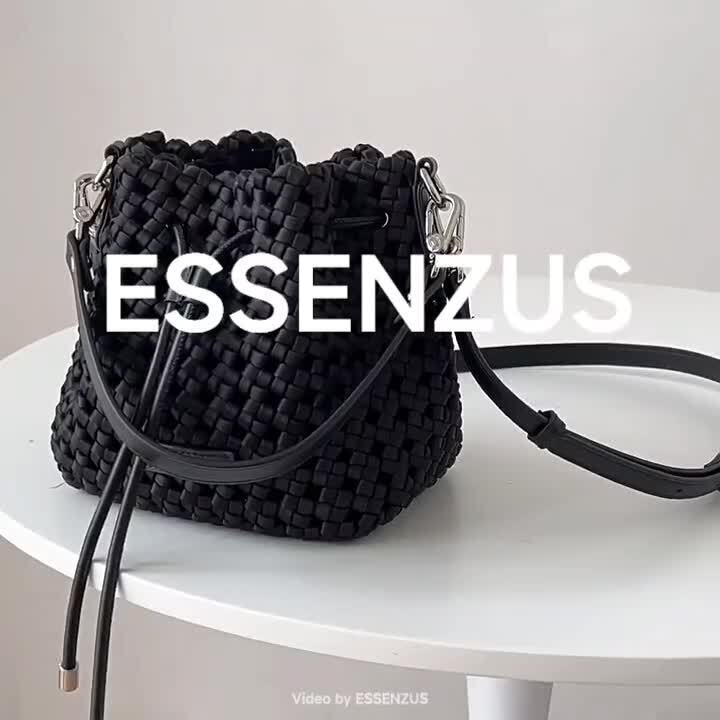 Small Mini Woven Nylon Drawstring Bucket Bag Purse Crossbody Crossbody Handbag