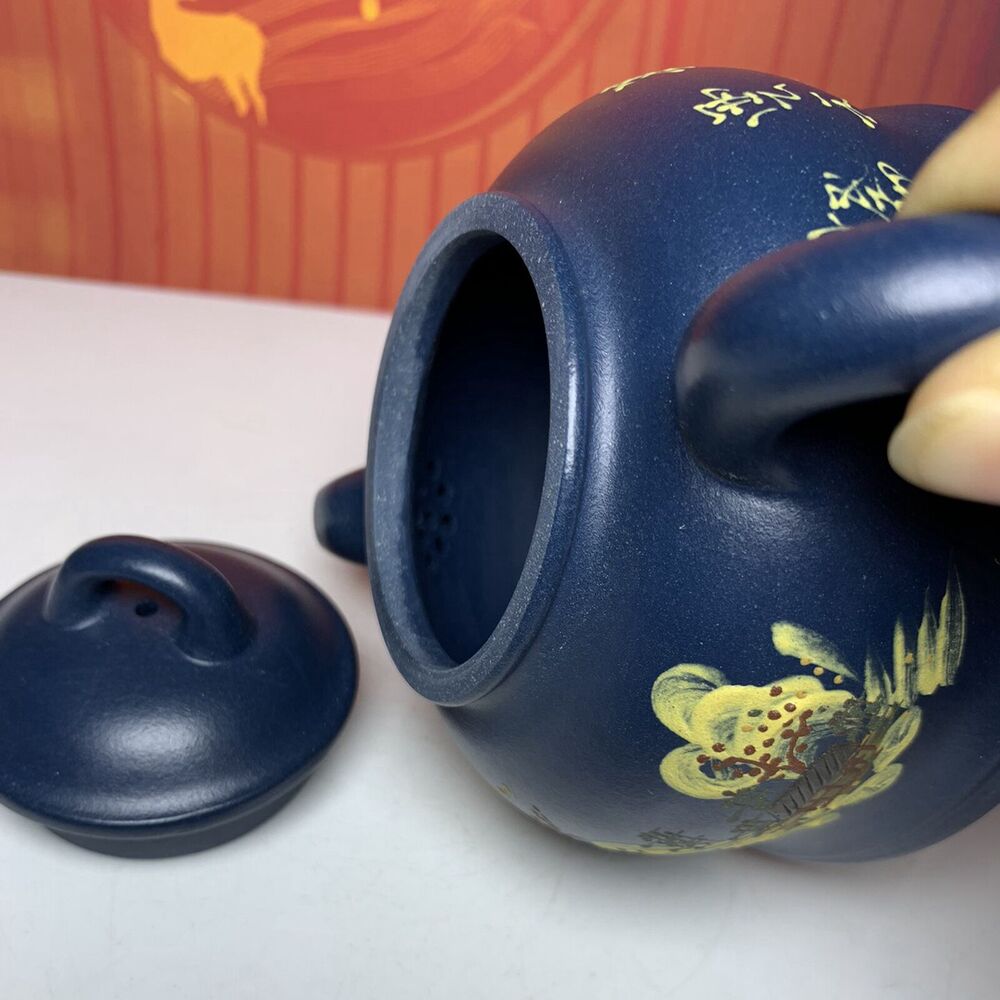 Vintage China Yixing Purple Clay Teapot Zisha Ceremony Painted Landscape Teaware