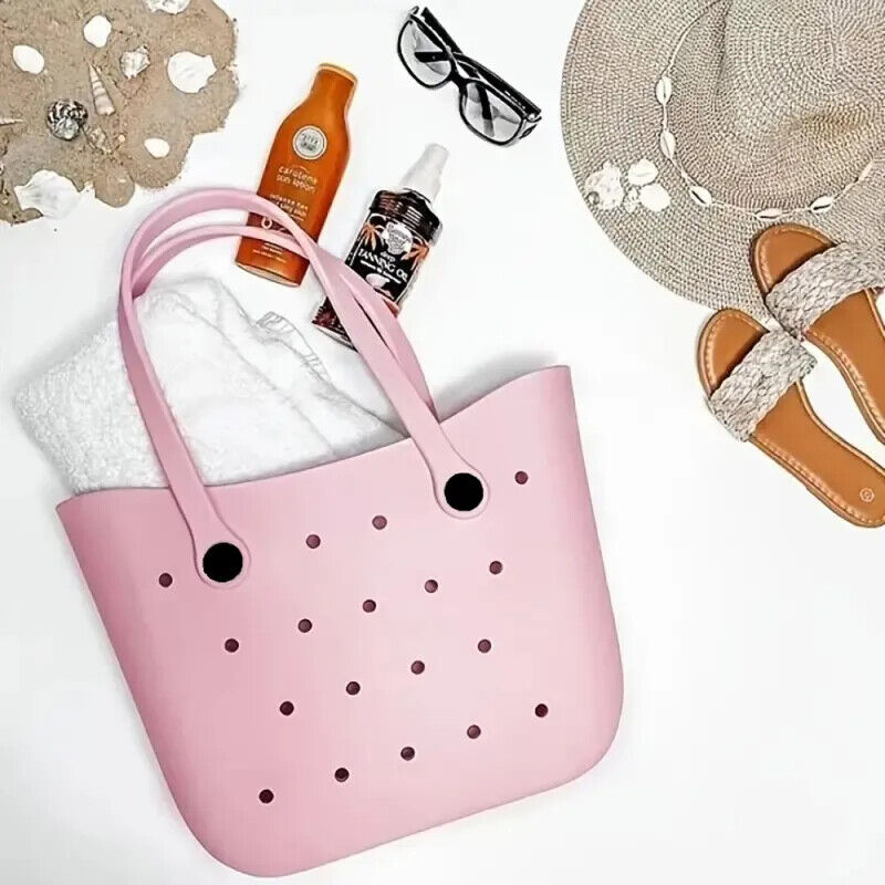 Beach Tote Bag Rubber Basket Travel Beach Pool Sports Outdoor Shoulder HandBag