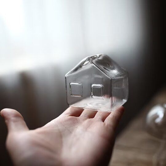 Glass Small House Shaped Vase Mini Hydropnic Terrarium Tabletop Flower Bottle