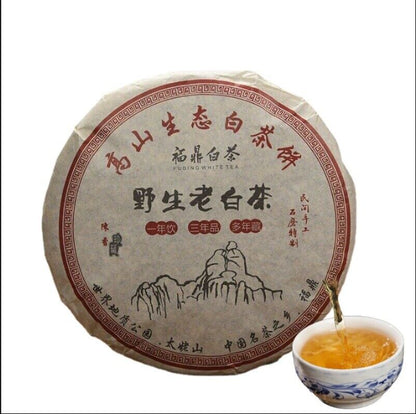 High Quality 350g Fuding High Mountain Bai Cha Cake Shou Mei Wild Aged White Tea