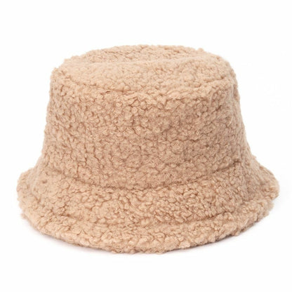 Bucket Hats Lamb Faux Fur Thickened Warm Velvet Winter Outdoor Plush Fisherman