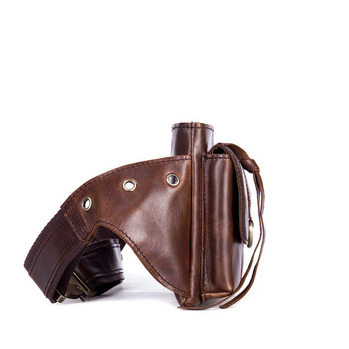 Motorcycle Outdoor Real Leather Men's Waist Fanny Pack Crossbody Sling Bag