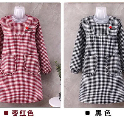Aprons Cotton Long Sleeved Waist Kitchen Cooking Housework Farm Working Overalls