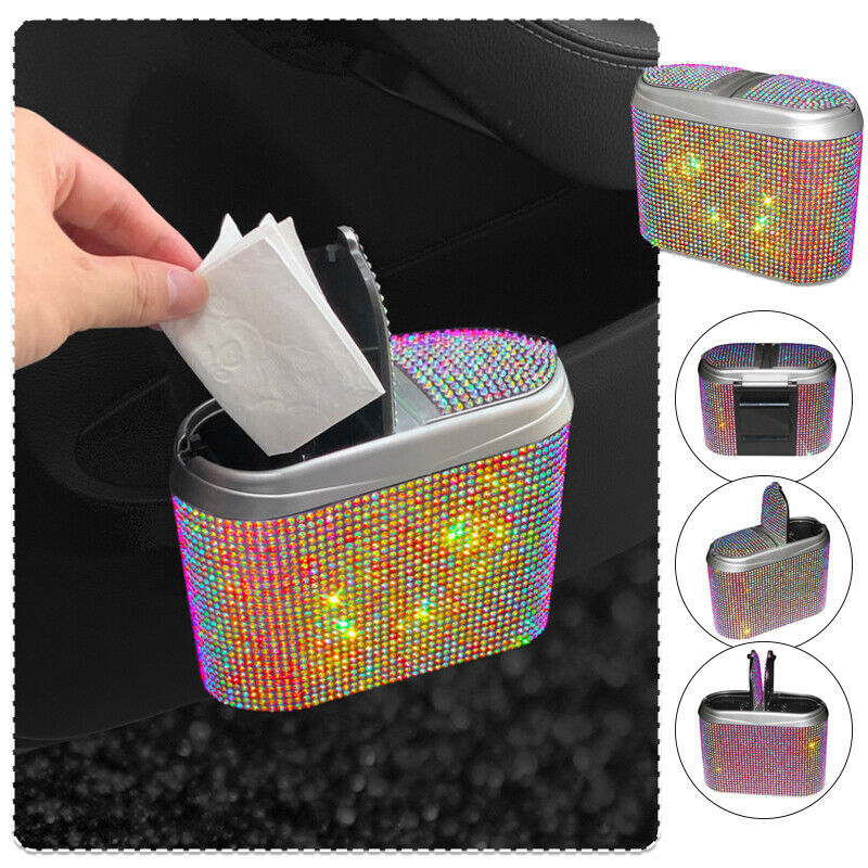 Car Van Trash Waste Bin Flip Case Rubbish Holder Auto Garbage Can Storage Box