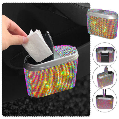 Car Van Trash Waste Bin Flip Case Rubbish Holder Auto Garbage Can Storage Box