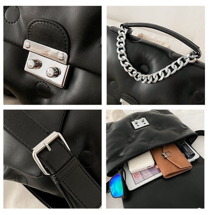 Shoulder Crossbody Bag Padded Tote Purse Handbag Cotton 30*24*8 CM Chain Handle