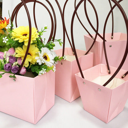 Portable Flower Box Waterproof Paper Handy Bag Kraft Handbag Party Gift Box