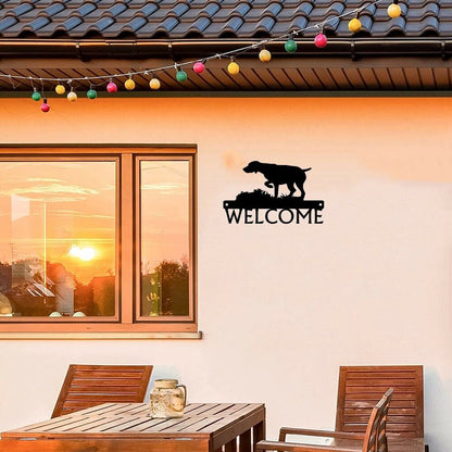 German Shorthaired Pointer GSP on Point Dog Welcome Sign Metal Wall Stickers