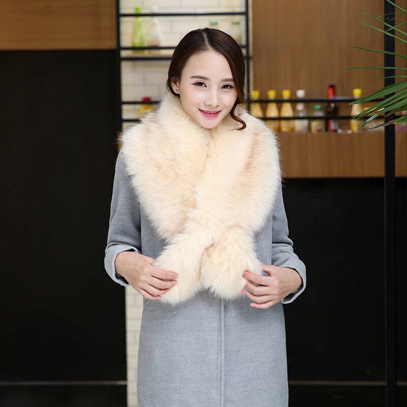 Women Scarves Winter Collar Cape Shawl Fashion Long Hair Wraps 115x19cm Faux Fur