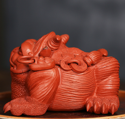 Purple sand tea pet ox horn Golden Toad can raise raw ore Dahongpao tea tray dec