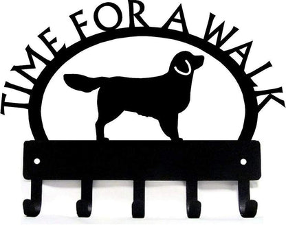 Golden Retriever Time for a Walk Key Rack Dog Leash Hanger Metal Wall Art