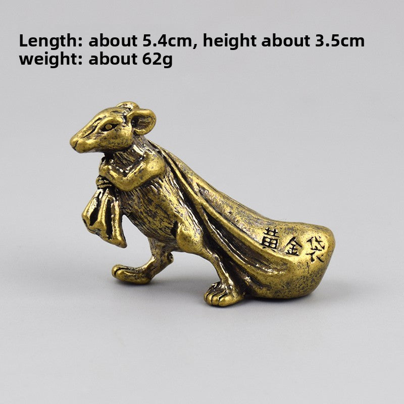 1Pc Retro Brass Twelve Chinese Zodiac Ornament Desktop Handicraft Tea Pet