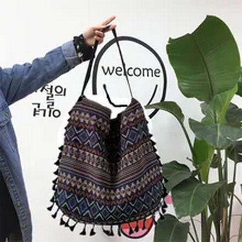 Vintage Shoulder Bag Tassel Boho Gypsy Fringed Handbags Open Bags 43*2*40 Cm 1PC