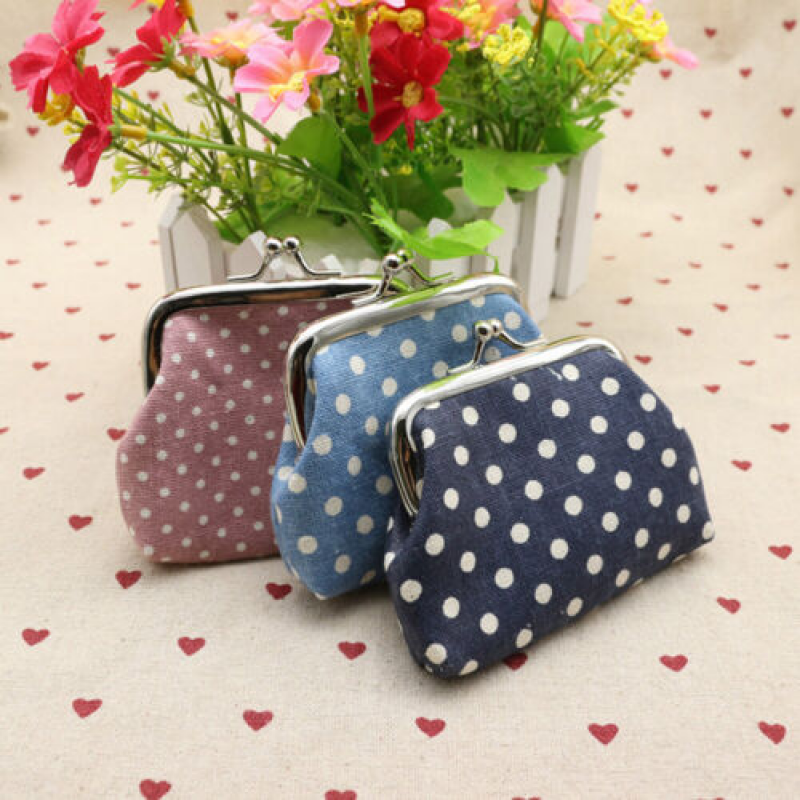 Women Mini Purse Card Coin Bag Dot Design Wallet Lady Kids Fashion Cute Hand Bag