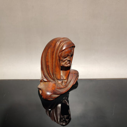 carved wooden zen praying buddha statue Portable mini small dharma Arhat wood