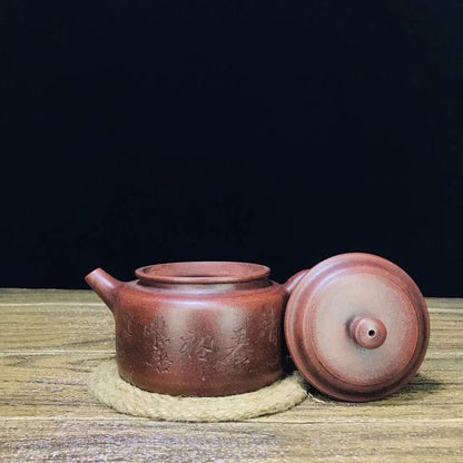 vintage chinese yixing purple clay teapot zisha ceremony carving Collectible art