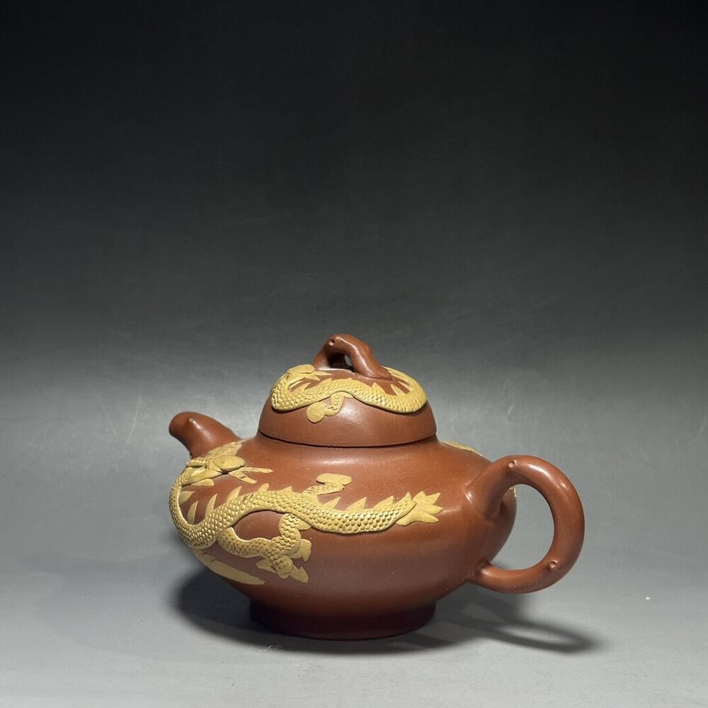 vintage chinese yixing purple clay teapot zisha ceremony carving Collectible art
