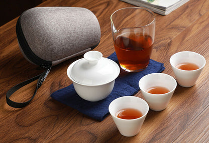 5-piece ceramic teapot Taiwan Province tea cup Pu &#039;er tea pot portable tray set-