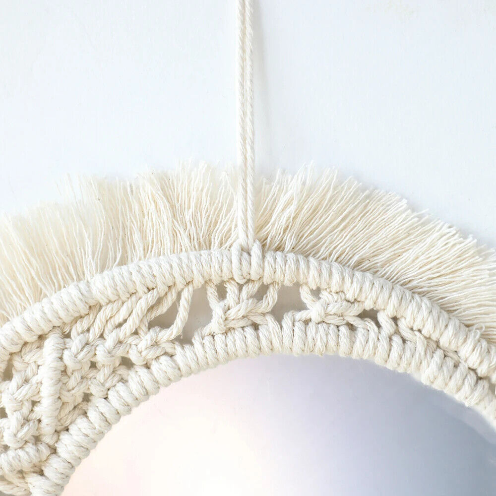 Macrame Wall Mirror Acrylic Boho Home Nursey Decor Round Decoration Gift 20-35cm
