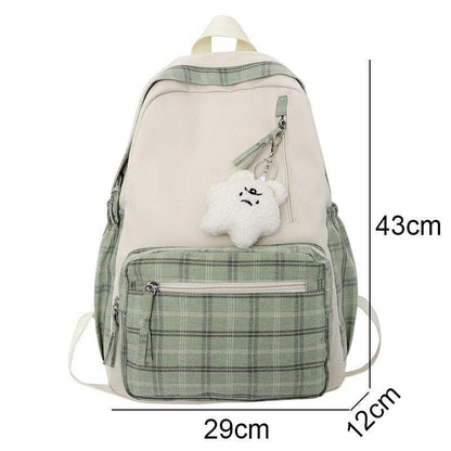 Travel School Bag Backpack Trendy College Cool Plaid Backpack Women Laptop Bag