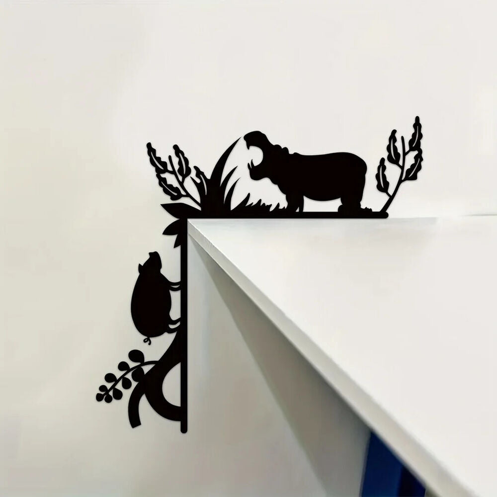 1pc Metal Creative Animal Decorative Wall Stickers Door Corner Decoration Door