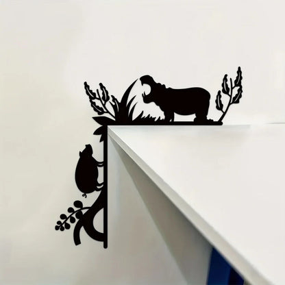 1pc Metal Creative Animal Decorative Wall Stickers Door Corner Decoration Door