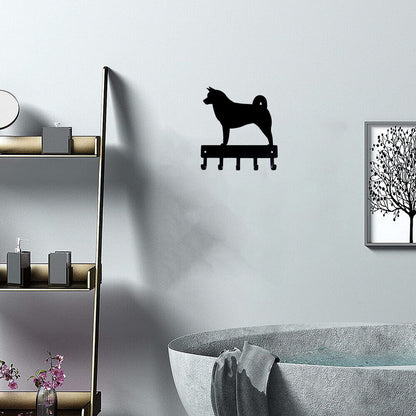 Akita Dog Key Rack & Leash Hanger - 9 inch Wide/6 inch Wide Metal Wall Art