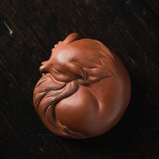Purple Clay Teapet Nine Tailed Fox Zisha Crafts for Home Decor