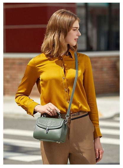 Women's Bag Genuine Leather Shoulder Bags Texture Zipper Handbags Women