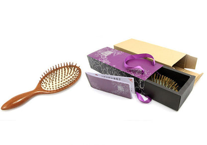 Natural Red Sandal Wood Hairbrush Wooden Bristles Scalp Massage Comb/Brush Free