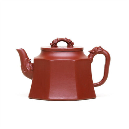 Yixing raw ore Dahongpao famous hand-made hexagonal Golden Bell teapot 200ml