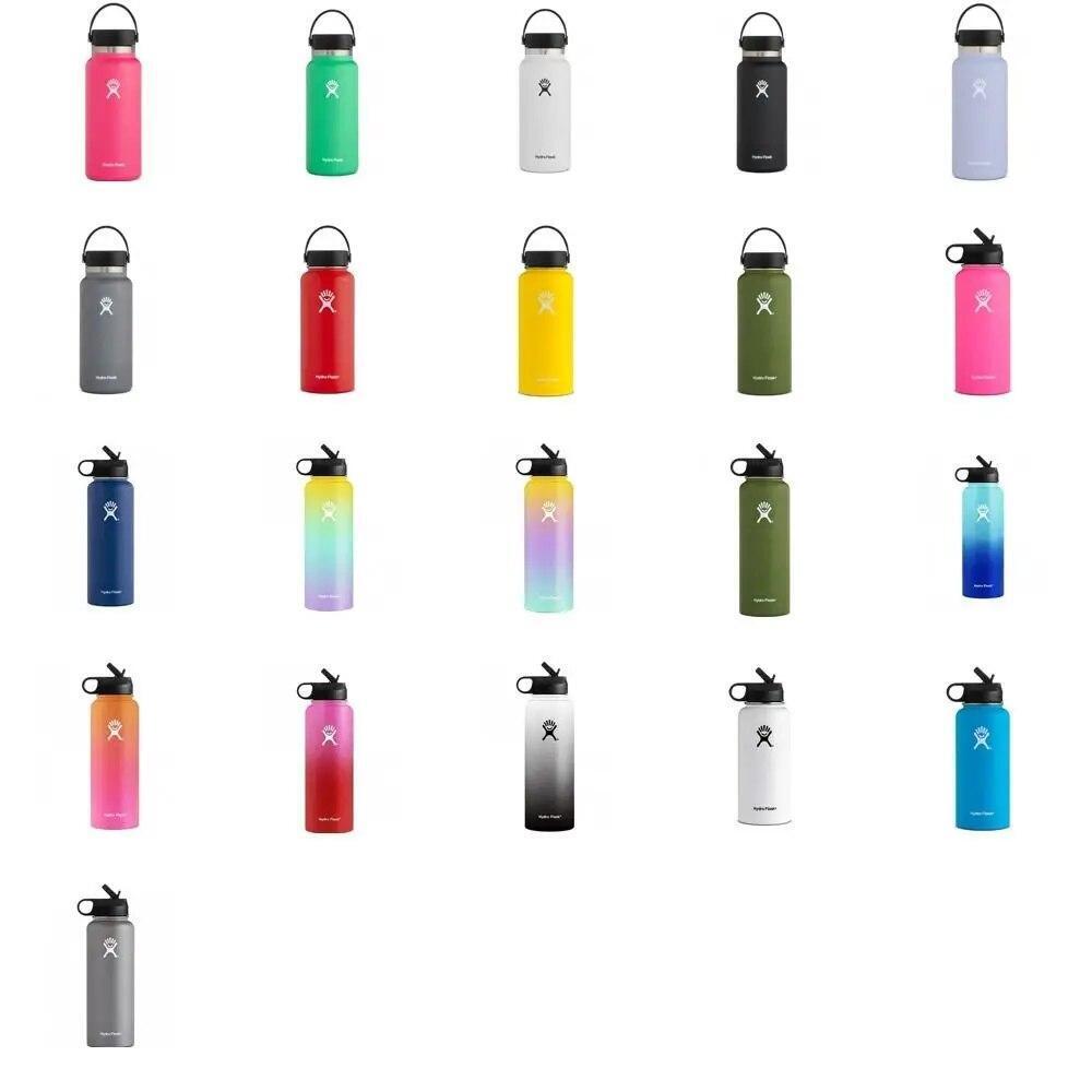 Hydro Flask Water Bottle Stainless Steel Insulated Wide Mouth Lid Straw Drink A+