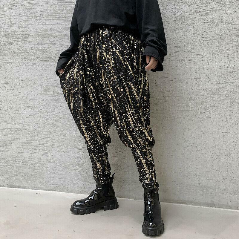 Sequins Men Pants Harem Hiphop Baggy Harajuku Gold Stage Party trousers pants