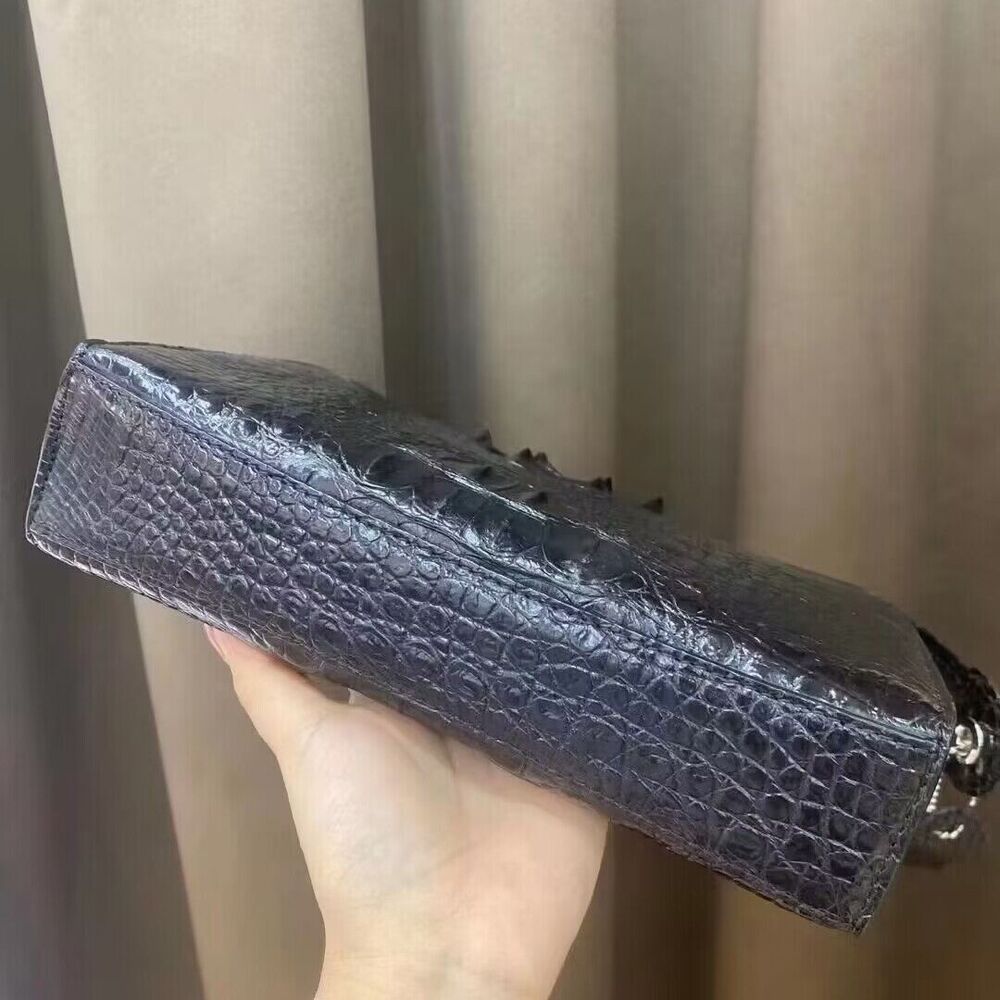 Black Real Crocodile Skin Leather Men Business Clutch Wallet Zipper Envelope Bag