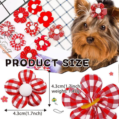 50pcs Small Dog Hair Bows Puppy Rubber Band Flower Bowknot Grooming Accessories