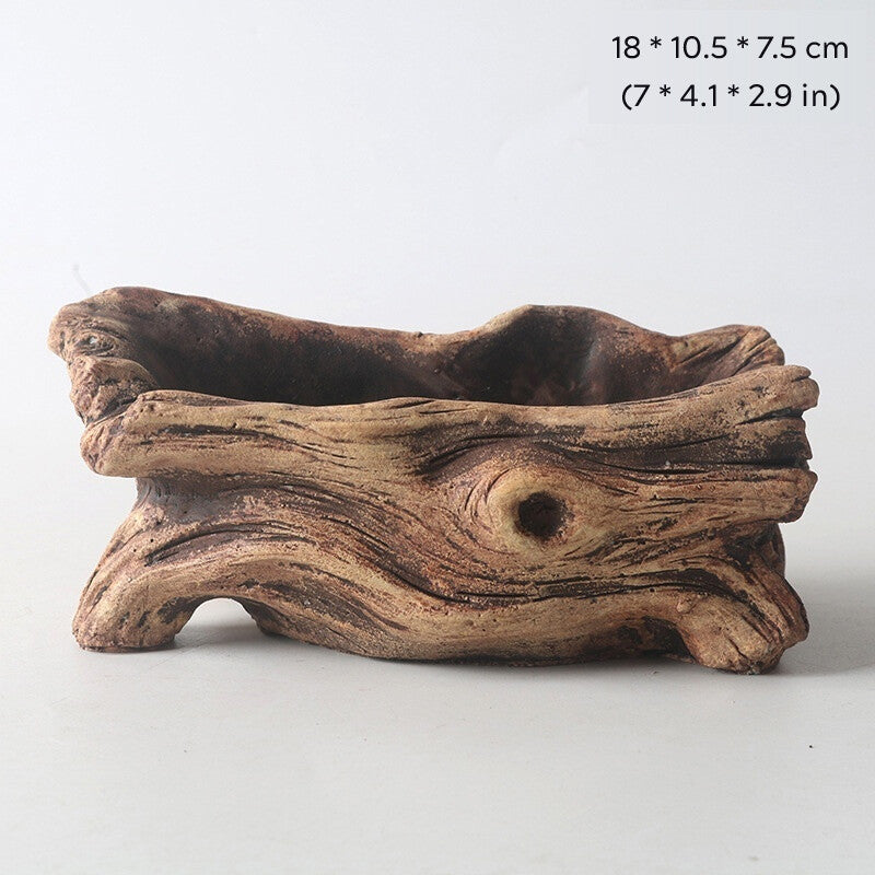 Cement Made Rustic Bonsai Pot Indoor/Garden Shallow Flower Pots Small Large