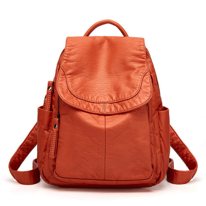 Soft Lambskin Leather Women's Backpack Shoulder School Bag Retro Travel Bags