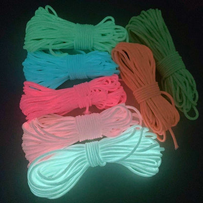 Glowing Luminous Paracord550 100FT Parachute Lanyard Rope 9 Strands core 1/5/10M