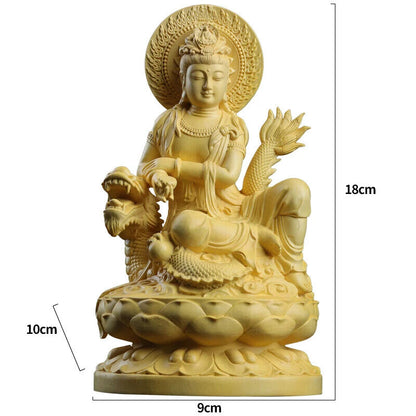 18cm Boxwood Wood Statue Figure Statue Buddha God Myth Feng Shui Office Wood