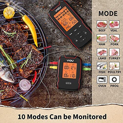 Wireless Meat Thermometer For Cooking Digital Meat Thermometer With 4 Probes 500