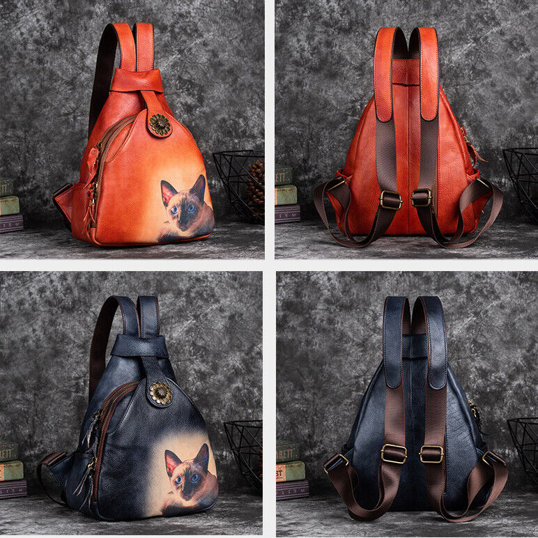 Desinger Travel Backpack, Top Cowhide Leather Women's embossed Shoulder Bag